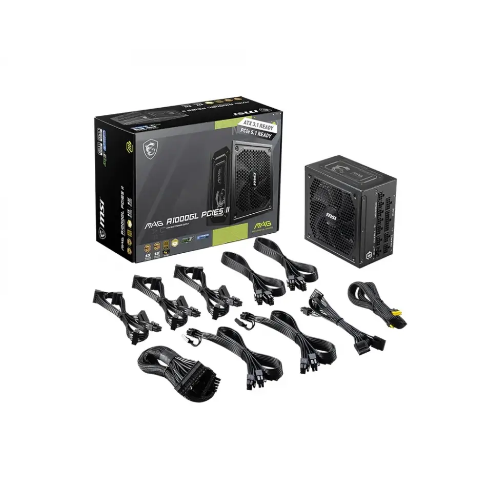 Msı Mag A1000gl Pcıe5 Iı 1000w 80+ Gold Siyah Full Moduler Güç Kaynağı