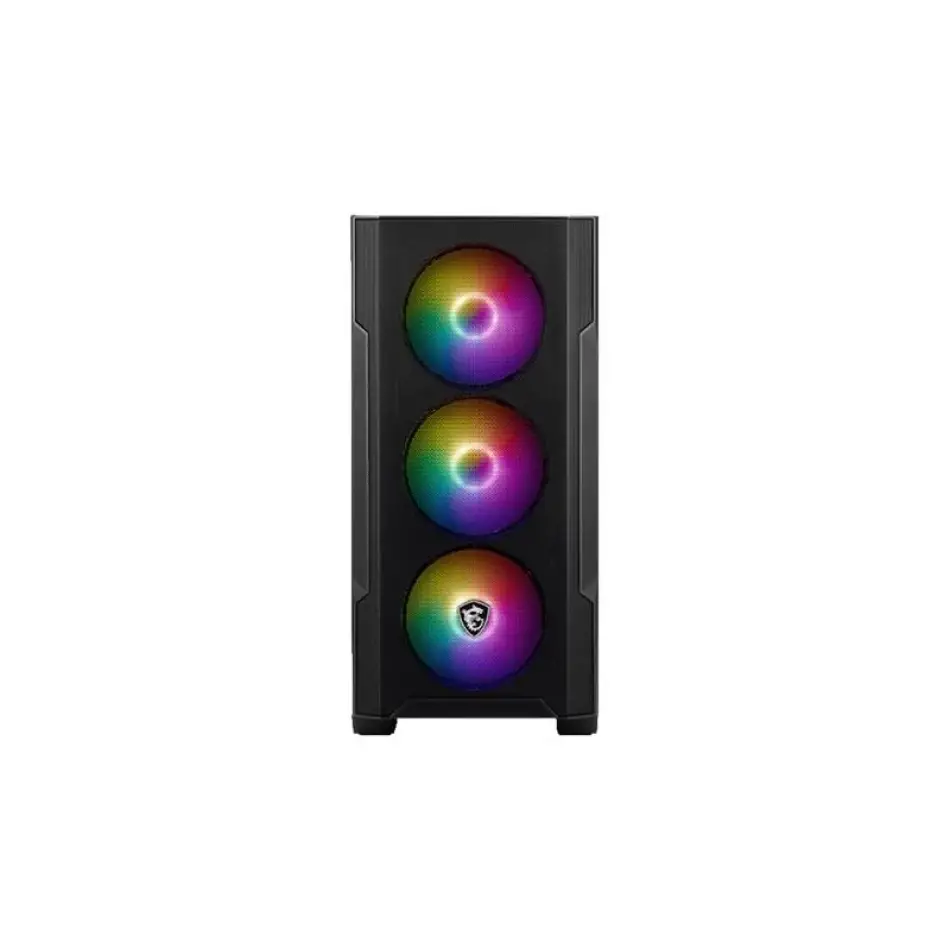 Msı Mag Forge M100r Temperlı Cam Argb Psu Yok 3x120mm 1x120mm Argb Fan Gamıng Bilgisayar Kasası Siyah