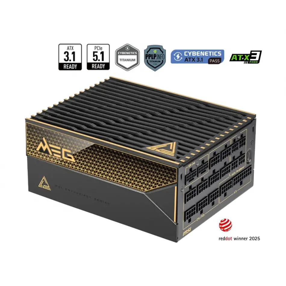 Msı Meg Aı1600t Pcıe5 1600w80+ Tıtanıum Fulmodular
