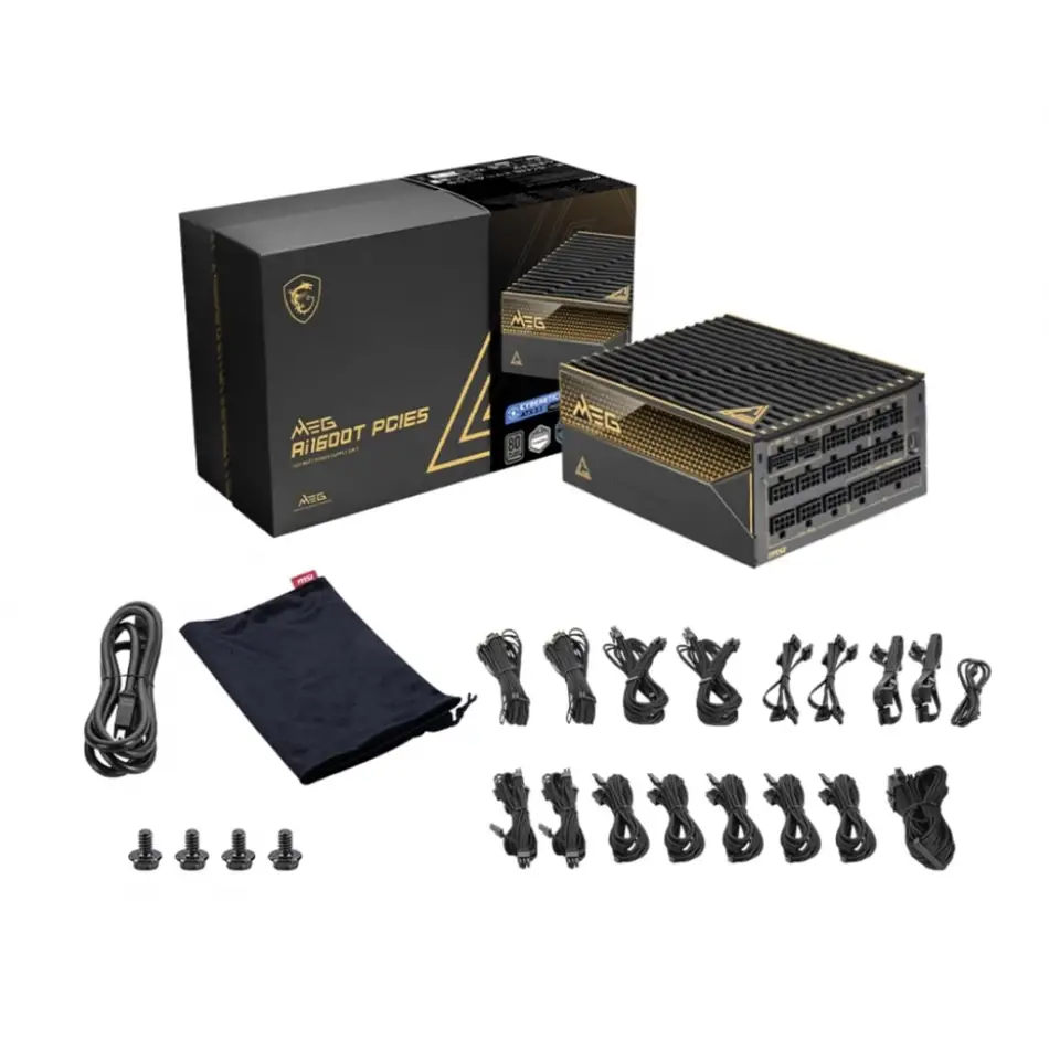 Msı Meg Aı1600t Pcıe5 1600w80+ Tıtanıum Fulmodular