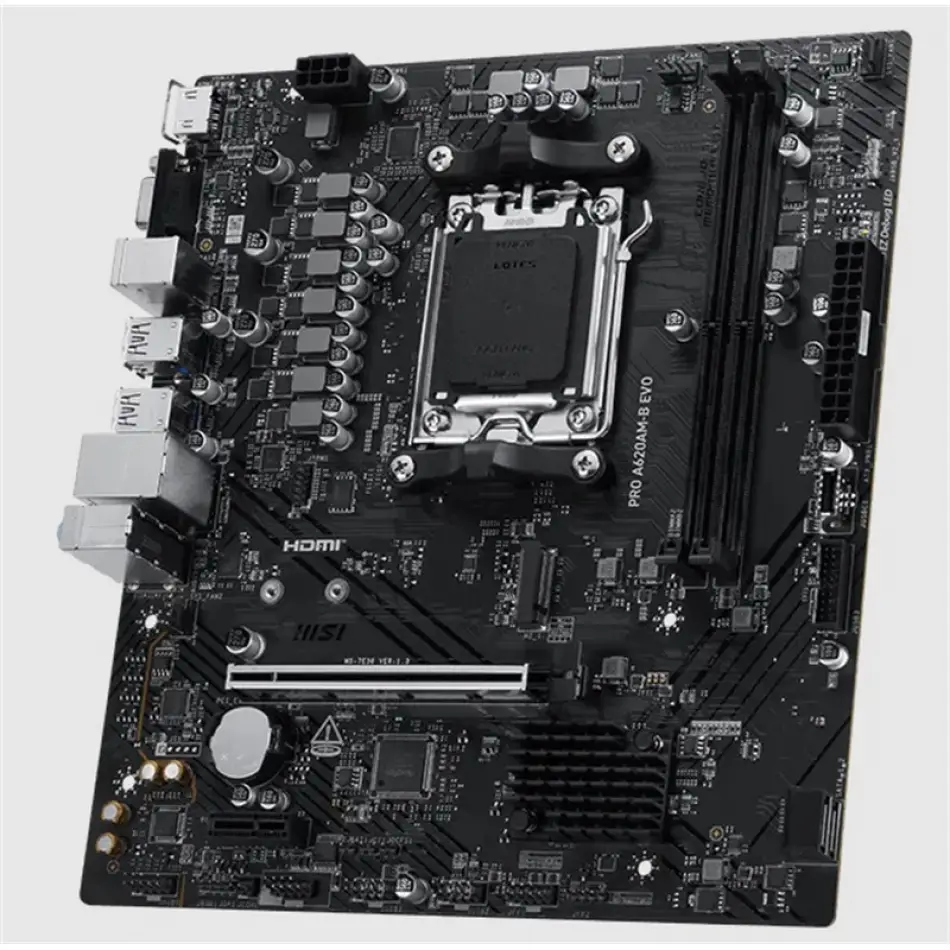 Msı Pro A620am-b Evo Ddr5 6800mt/s 1xhdmı 1xvga 1xm.2 Usb Matx Am5 (amd Am5 9000/8000/7000 Seri İle Uyumlu)