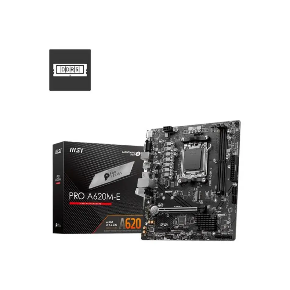 Msı Pro A620m-e Ddr5 6800mhz 1xvga 1xhdmı 1xm.2 Usb 3.2 Matx Am5 (amd Am5 9000/8000/7000 Serileri İle Uyumlu)