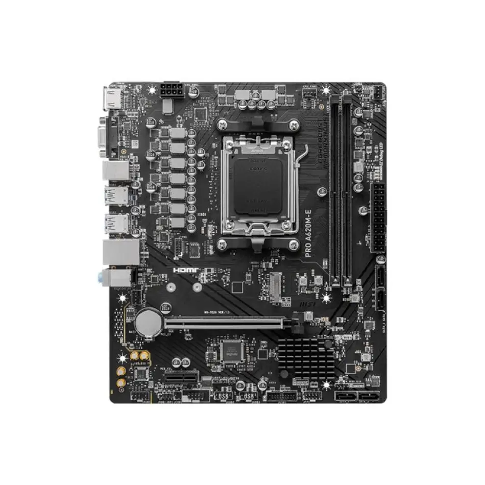 Msı Pro A620m-e Ddr5 6800mhz 1xvga 1xhdmı 1xm.2 Usb 3.2 Matx Am5 (amd Am5 9000/8000/7000 Serileri İle Uyumlu)