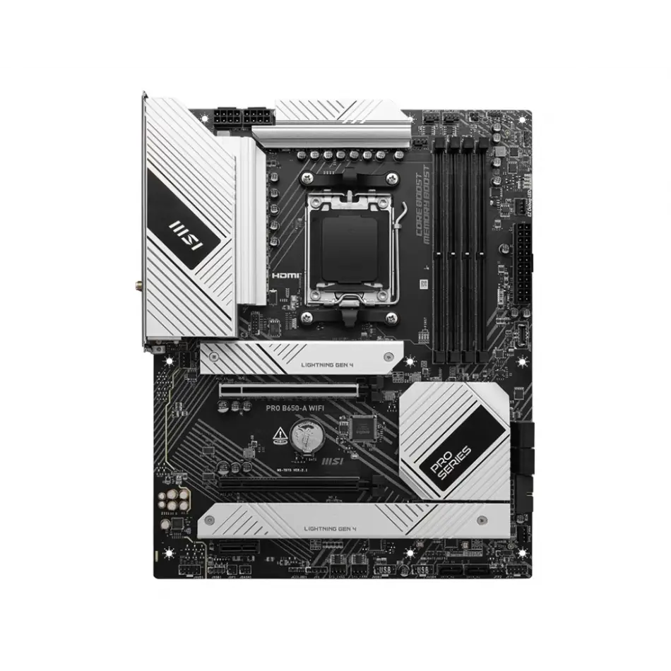MSI PRO B650-A WIFI AM5 DDR5 7600MHZ(OC) HDMI DP 3x M.2 USB 20 Gbps 2.5G LAN WI-FI 6E ATX