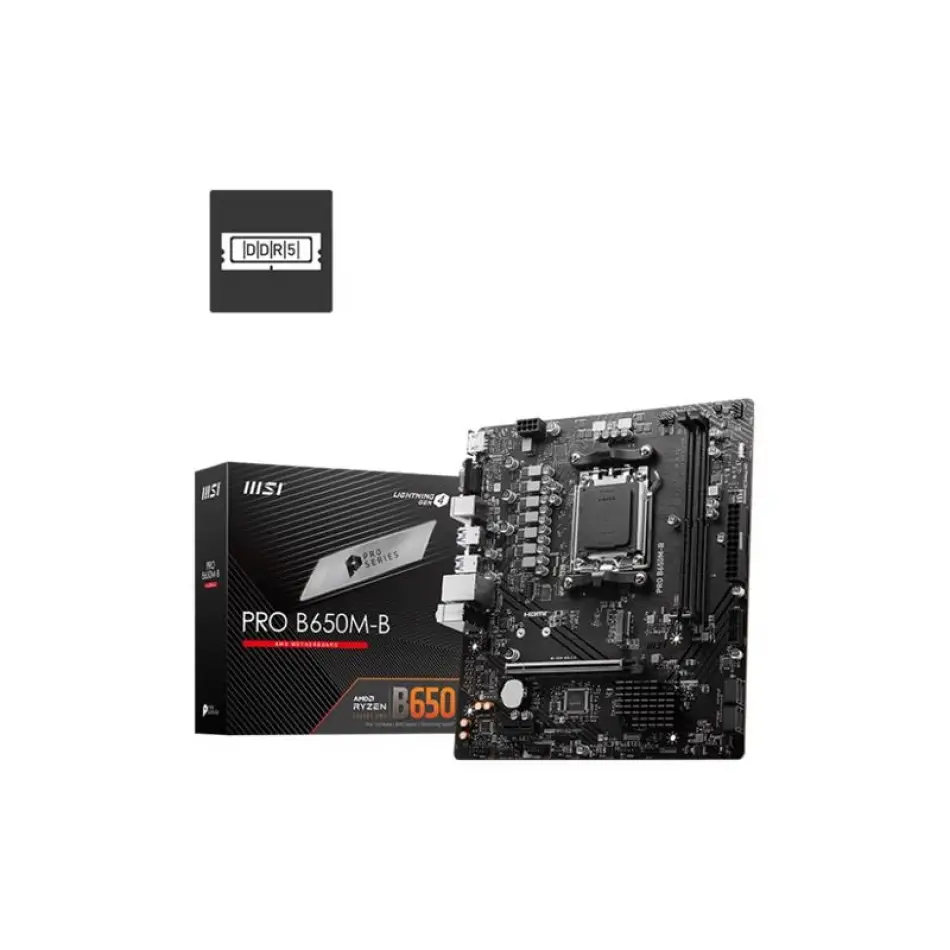 Msı Pro B650m-b Ddr5 6800mhz 1xvga 1xhdmı 1xm.2 Usb 3.2 Matx Am5 (amd Am5 9000/8000/7000 Serileri İle Uyumlu)
