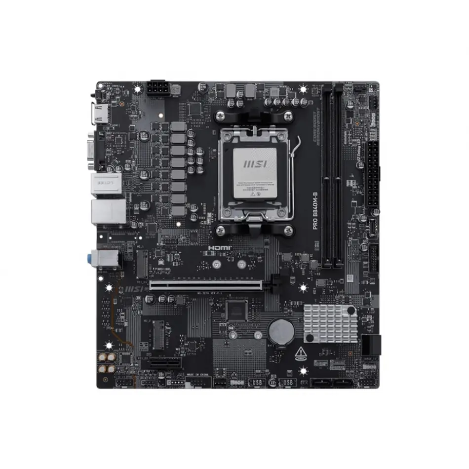 MSI PRO B840M-B AM5 DDR5 8000MHZ(OC) HDMI VGA 2X M.2 USB 5 GBS 2.5G LAN MATX