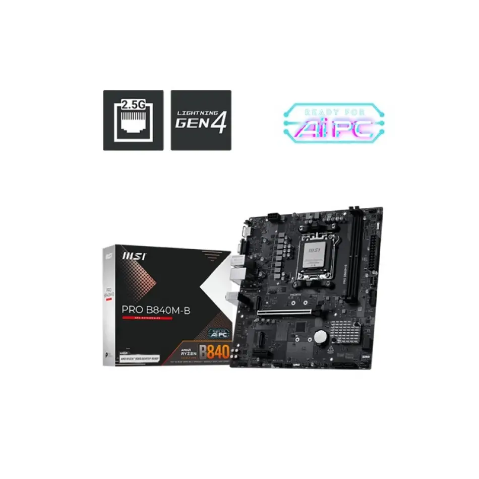 Msı Pro B840m-b Ddr5 8000mt/s 1xhdmı 2xm.2 Usb-c Matx Am5 (amd Am5 9000/8000/7000 Serileri İle Uyumlu)