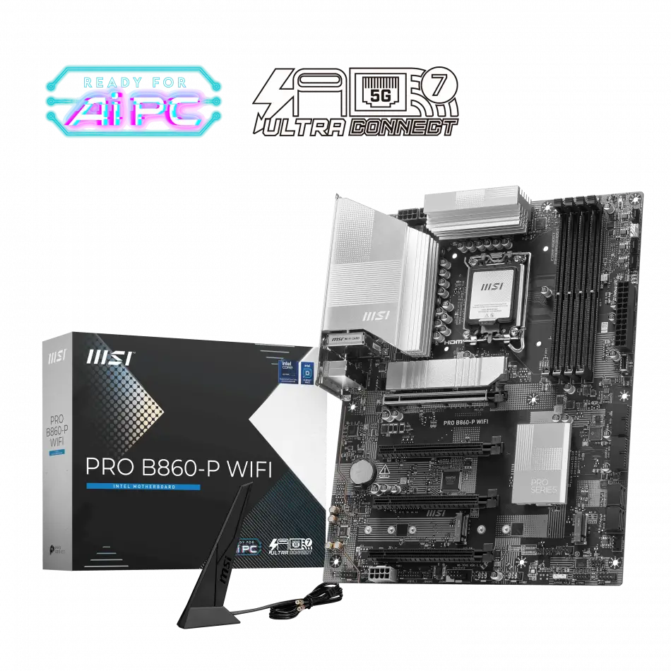 Msı Pro B860-p Wıfı Soket 1851 Ddr5 8600mhz(oc) 3xm.2 1x Tb4 Hdmı Dısplay 5g Lan Wıfı 7 Atx