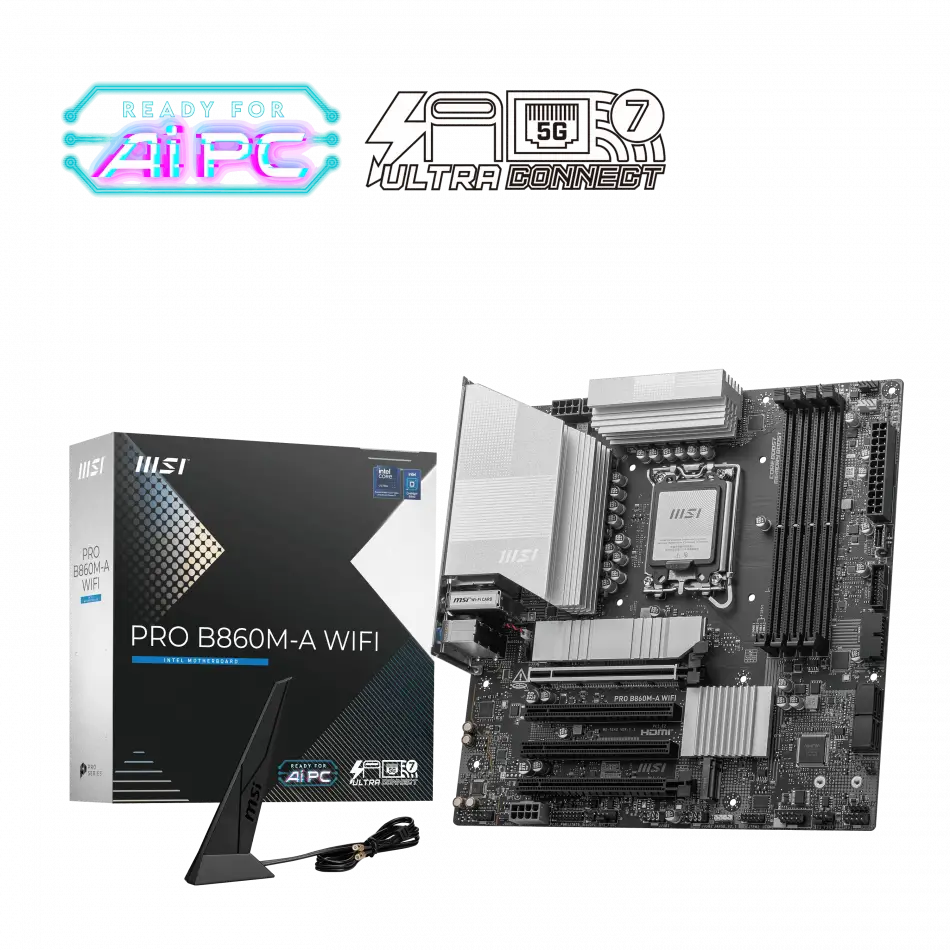 Msı Pro B860m-a Wıfı Soket 1851 Ddr5 8600mhz(oc) 3xm.2 1x Tb4 Hdmı Dısplay 5g Lan Wıfı 7 Matx