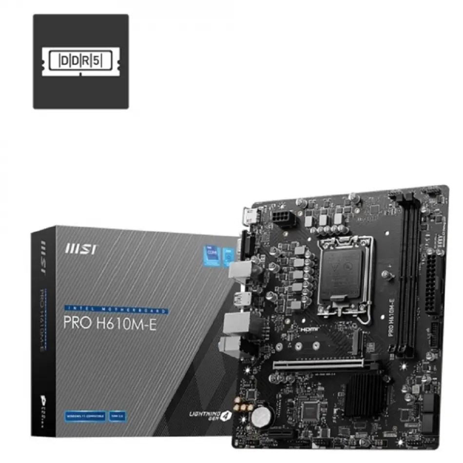 Msı Pro H610m-e Ddr5 5600mhz(oc) Hdmı Vga M.2 Matx 1700p