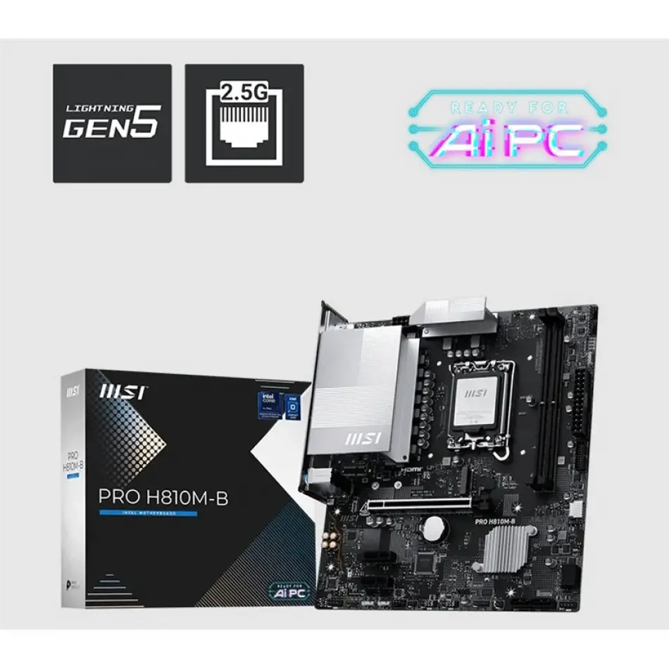 Msı Pro H810m-b Ddr5 6400mhz 1xhdmı 1xdp 1xm.2 Matx 1851p (ıntel Ultra Processors Serıes 2)
