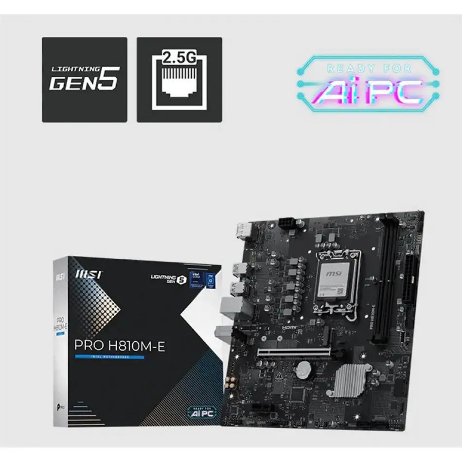 Msı Pro H810m-e Ddr5 6400mt/s 1xhdmı 1xdp 1xm.2 Usb 3.2 Matx 1851p (ıntel Ultra Processors Serıes 2)