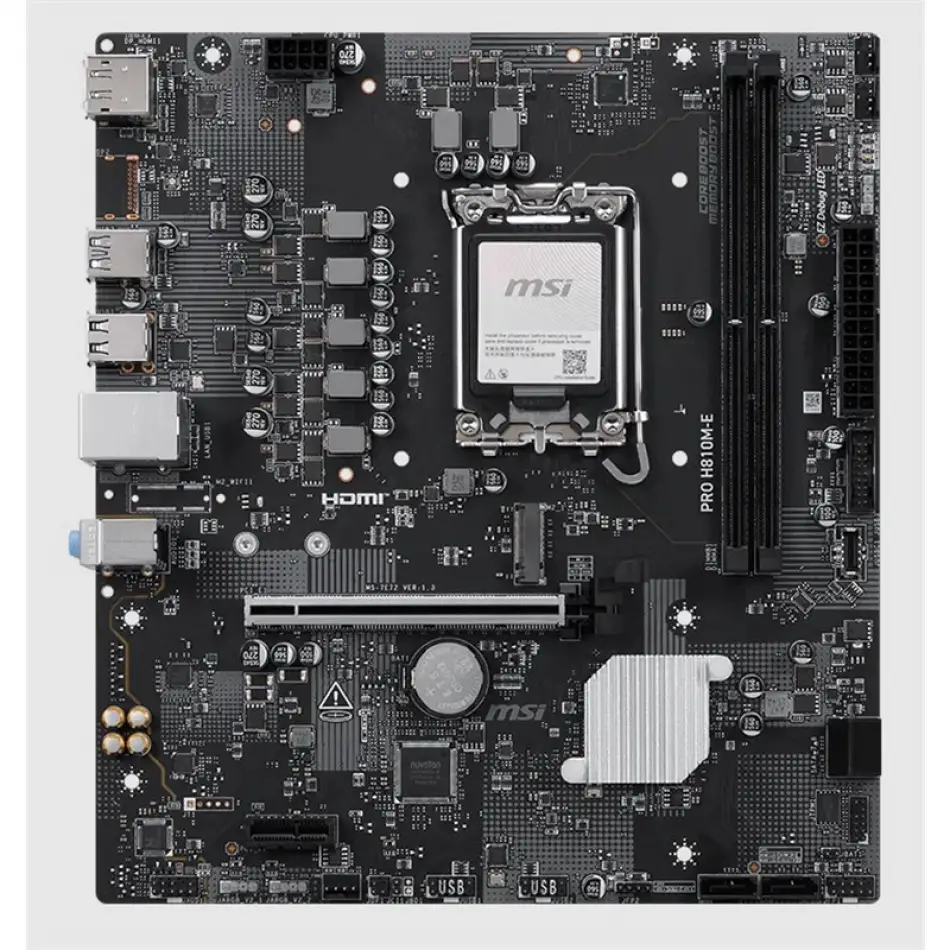 Msı Pro H810m-e Ddr5 6400mt/s 1xhdmı 1xdp 1xm.2 Usb 3.2 Matx 1851p (ıntel Ultra Processors Serıes 2)