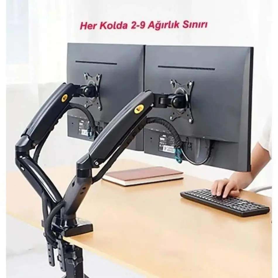 N.bayou F160 2li Amortisörlü Monitör Masa Siyah