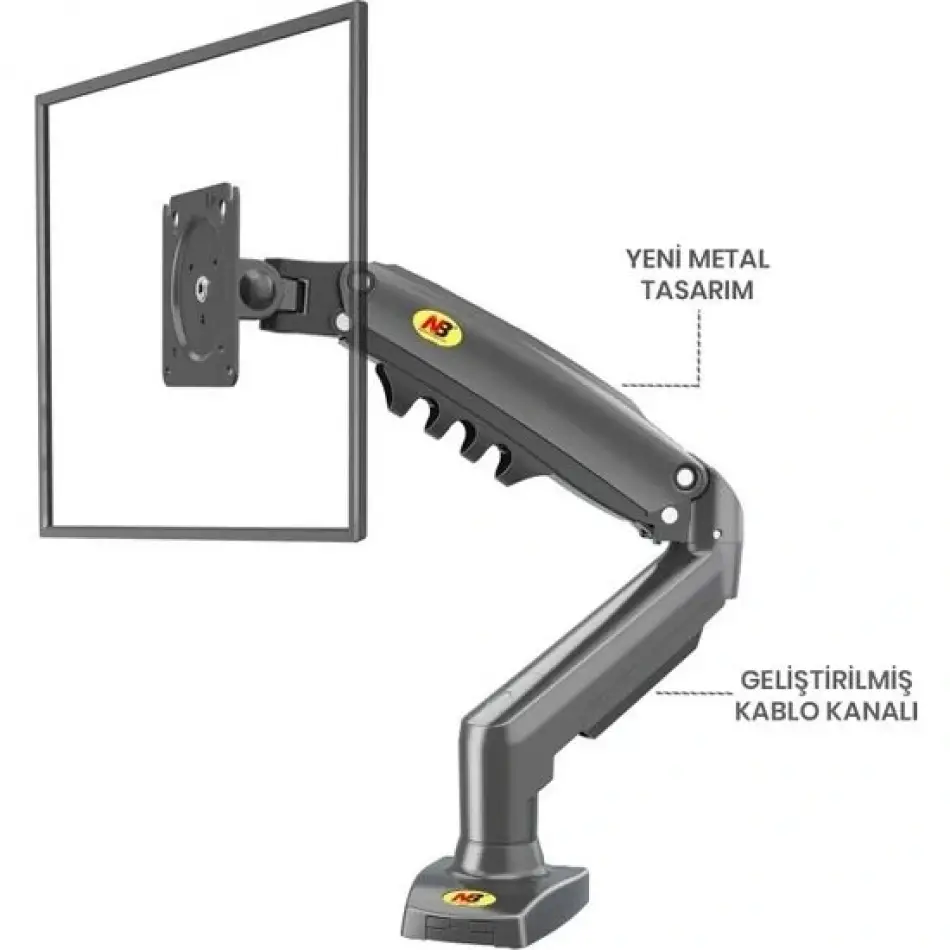 N.bayou F80 Amortisörlü Monitör Masa Siyah Kol