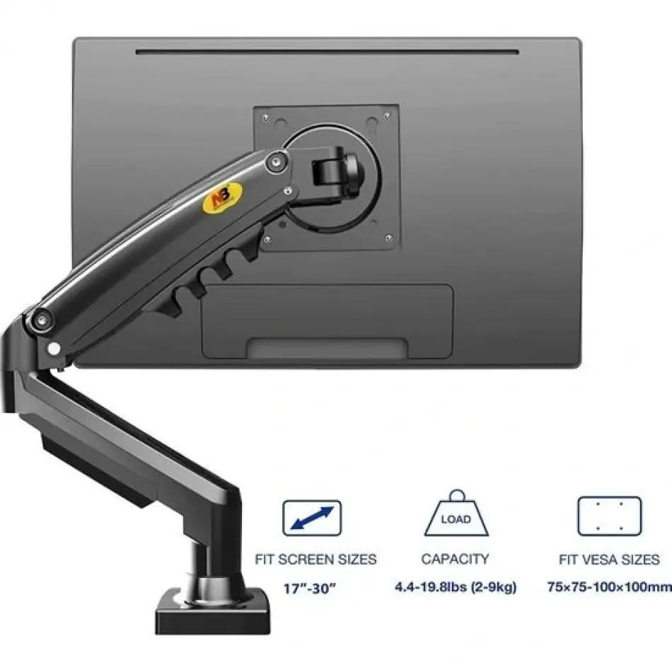 N.bayou F80 Amortisörlü Monitör Masa Siyah Kol
