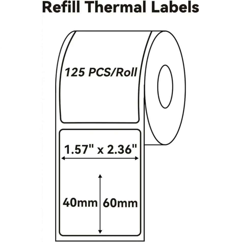 Nıımbot T40 Etiket 40mm X 60mm 125 Adet Şeffaf  (b1,b21s,b3s)