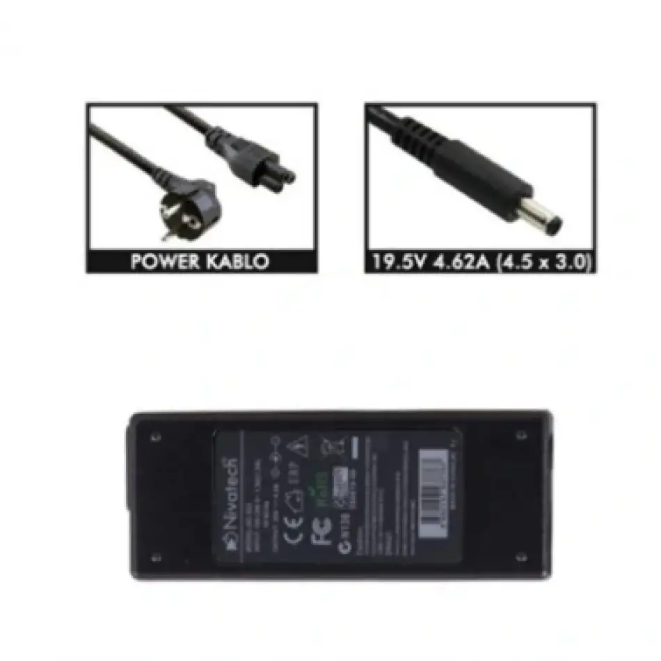 Nivatech Bc904 Dell 19,5v 4,62a (4.5*3.0mm) Adaptö