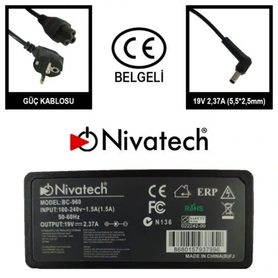 Nivatech Bc960 19v 2,37a (5,5*2,5mm)standart