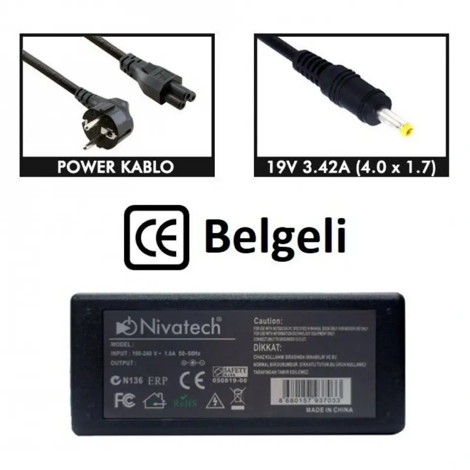 Nivatech Bc965 Grundıg 19v 3,42a (4,0*1,7mm) Adapt