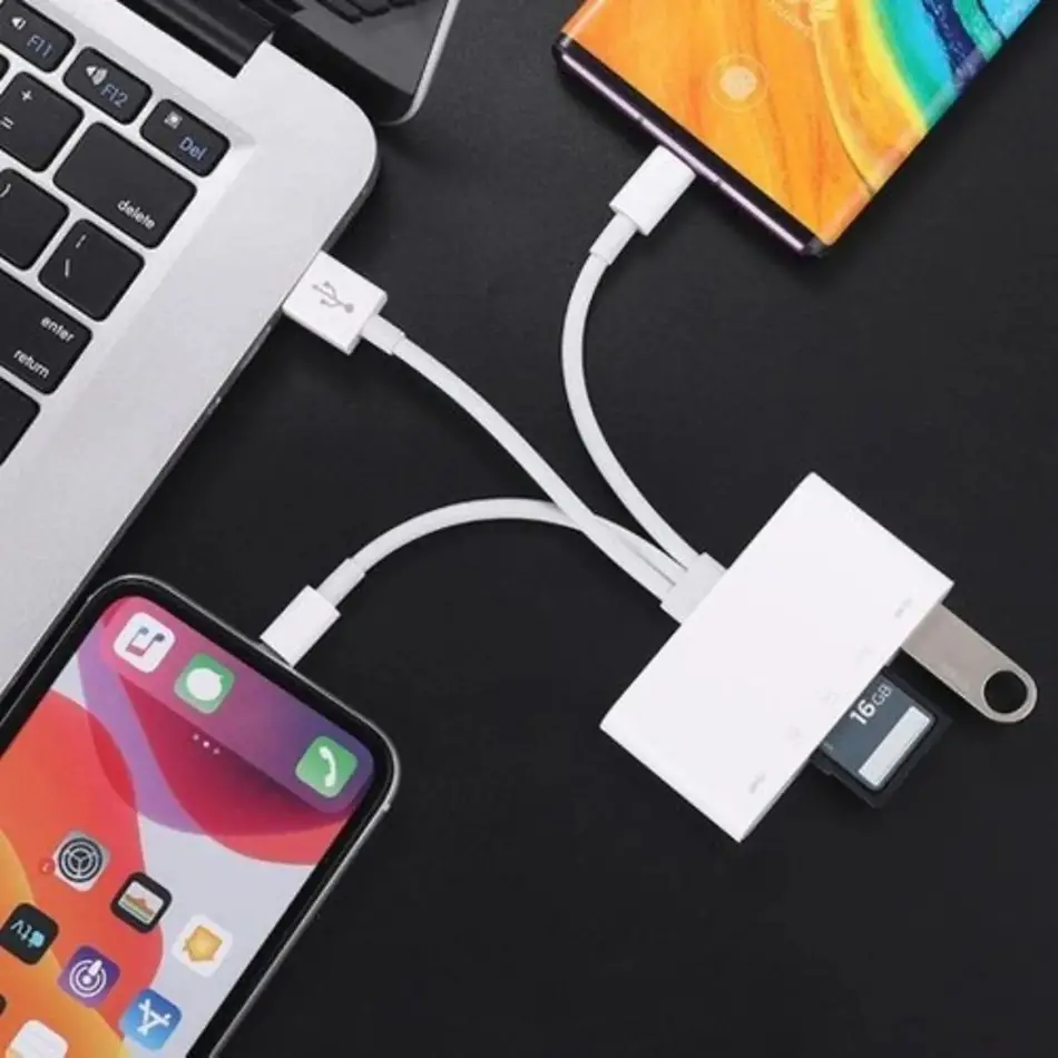 Nk1032 Pro Usb+tip-c+ligtning=>2*usb+sd/tf+lightni