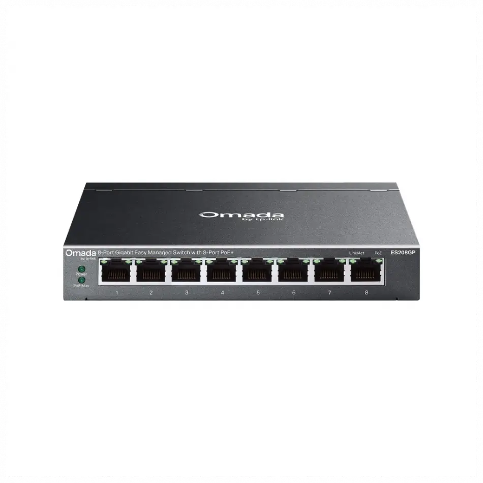 Omada Es208gp, 8 Port, Gigabit Poe+, 64w, Yönetilebilir, Metal Kasa Switch