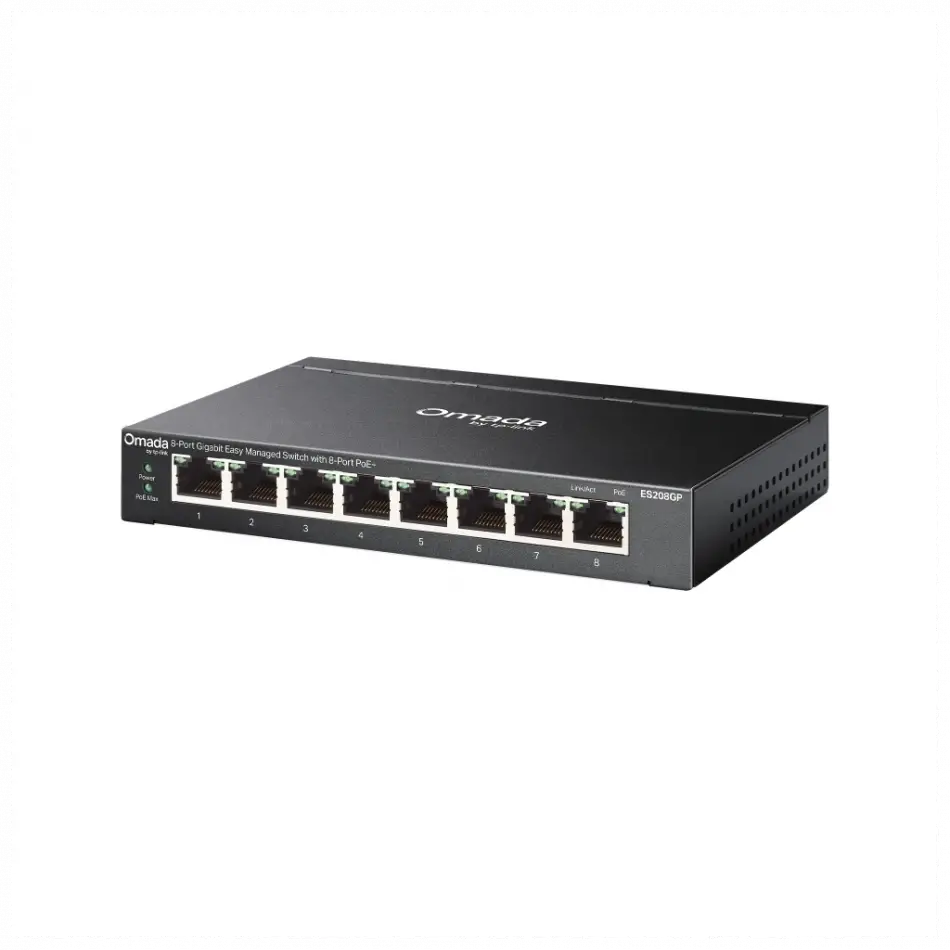 Omada Es208gp, 8 Port, Gigabit Poe+, 64w, Yönetilebilir, Metal Kasa Switch