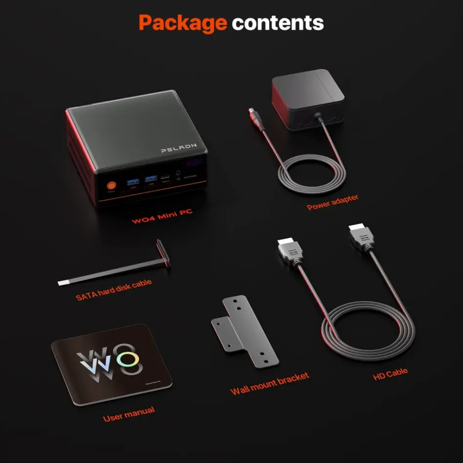 Peladn Wo4 Serisi, Amd Ryzen 5 5600h, 16gb Ram, 512gb Ssd, 1xhdmı, 1xdp,  4xusb, 1xtype-c, 2xlan, Paylaşımlı Ekran Kartı, Wi-fi6, Bluetooth 5.2, Windows 11 Pro, Mff Minipc