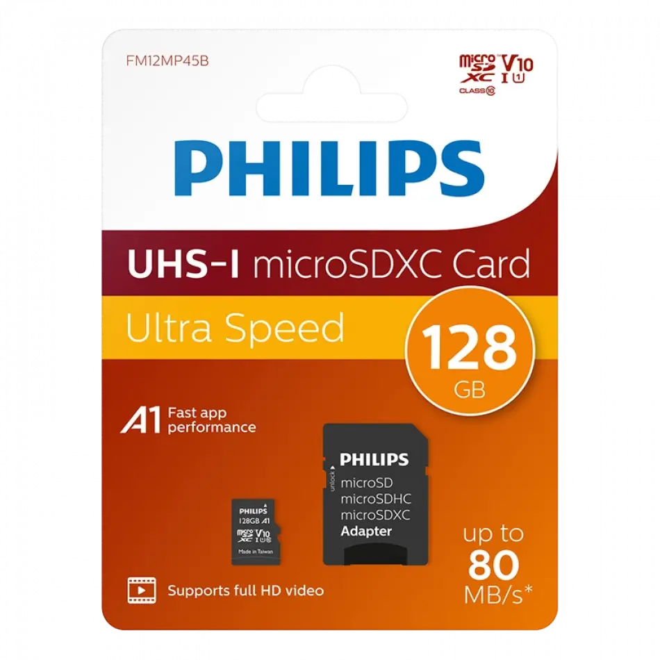 Phılıps 128gb Mıcro Sdxc 80 Mb/s C10 Fm12mp45b/00