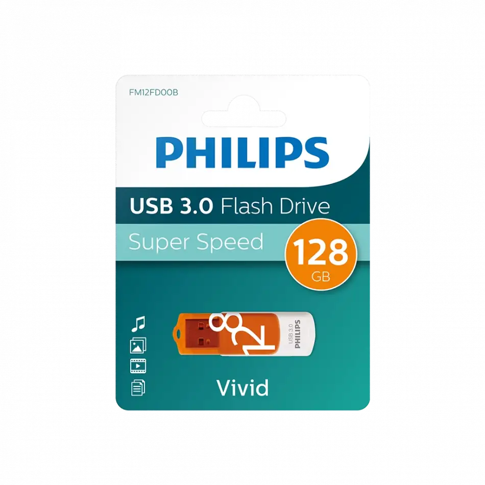 Phılıps Fm12fd00b, 128gb, Usb 3.0, Vivid, Turuncu, Flash Disk