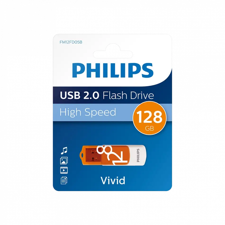 Phılıps Fm12fd05b, 128gb, Usb 2.0, Vivid, Turuncu, Flash Disk