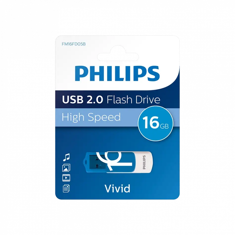 Phılıps Fm16fd05b, 16gb, Usb 2.0, Vivid, Okyanus Mavisi, Flash Disk