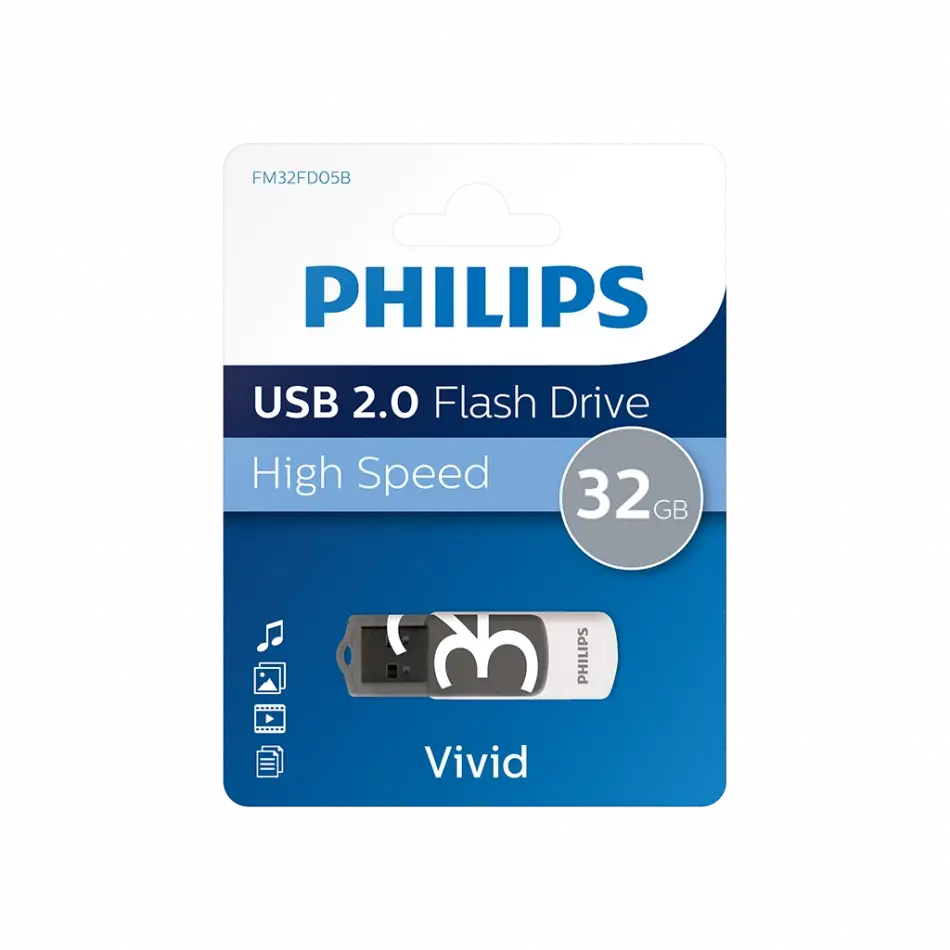 Phılıps Fm32fd05b, 32gb, Usb 2.0, Vivid, Gölge Grisi, Flash Disk