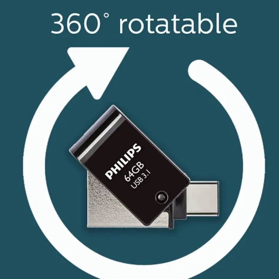 Phılıps Fm64dc152b, 64gb, Usb 3.1 Ve Type-c, İkisi Bir Arada, Gece Siyahı, Flash Disk