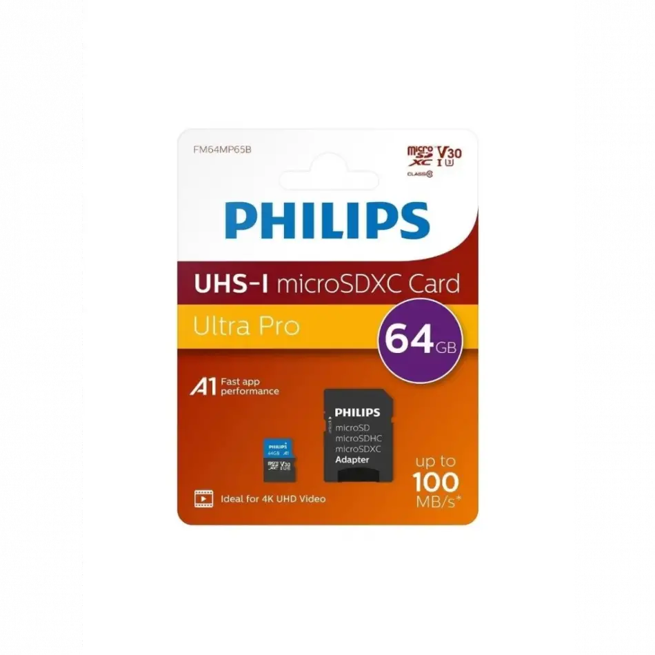 Phılıps Fm64mp65b, 64gb, Sdxc, Uhs-ı, V30, Class10, Microsd Kart Bellek (sd Adaptörlü)