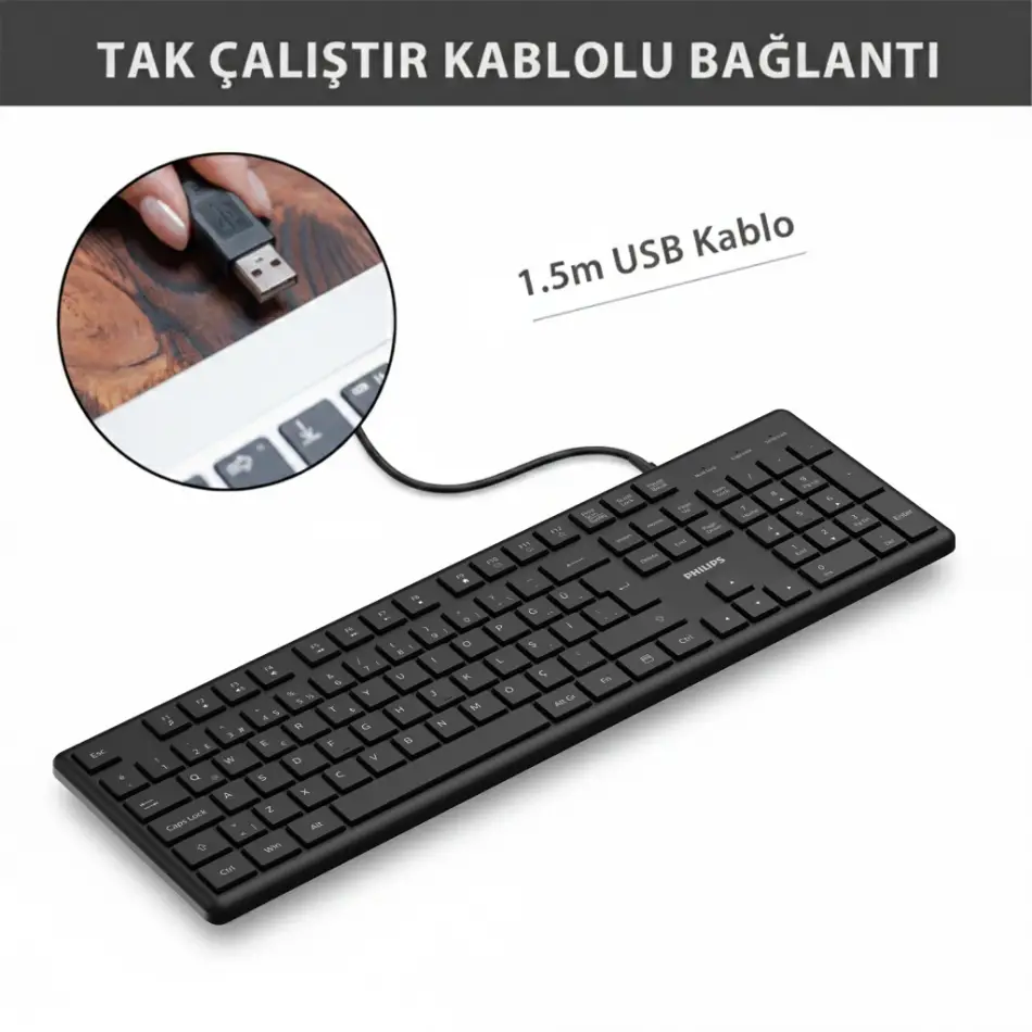 Phılıps Spk6248b, Usb Kablolu, Türkçe Q, Multimedya Klavye (siyah)