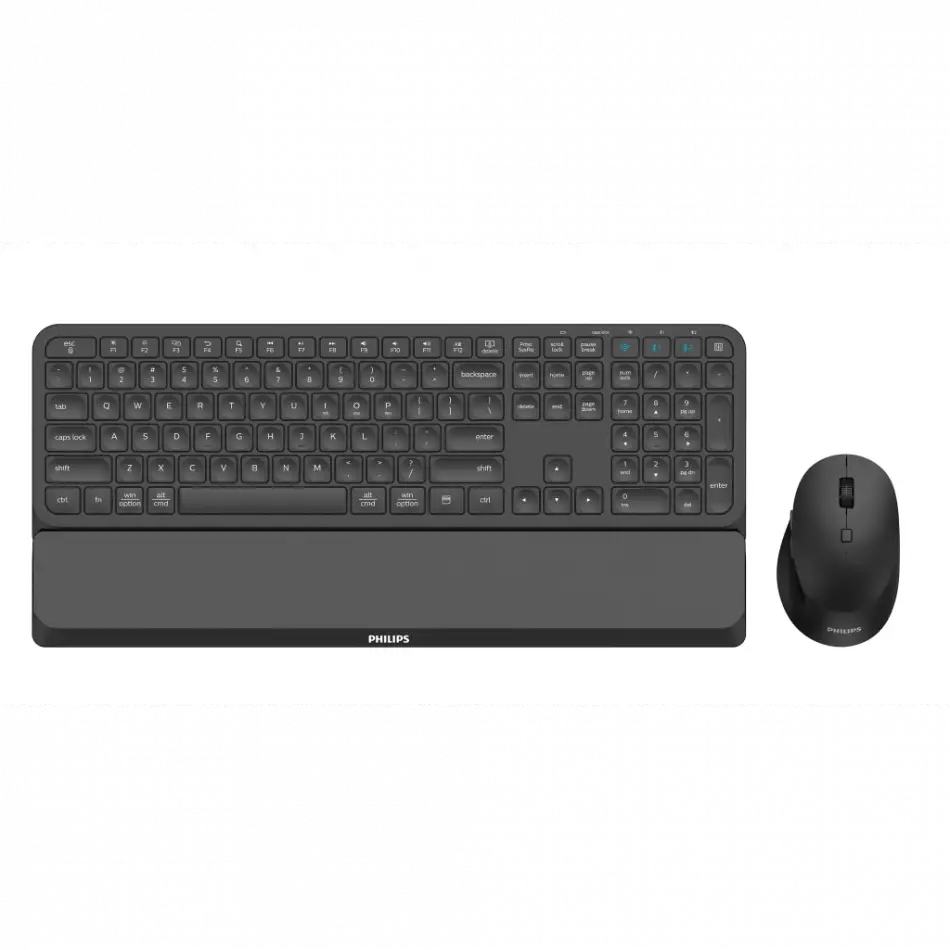 Phılıps Spt6607b, Siyah, Türkçe Q, 2.4ghz Ve Bluetooth Kablosuz, Bilek Destekli, Multimedya Klavye Mouse Set