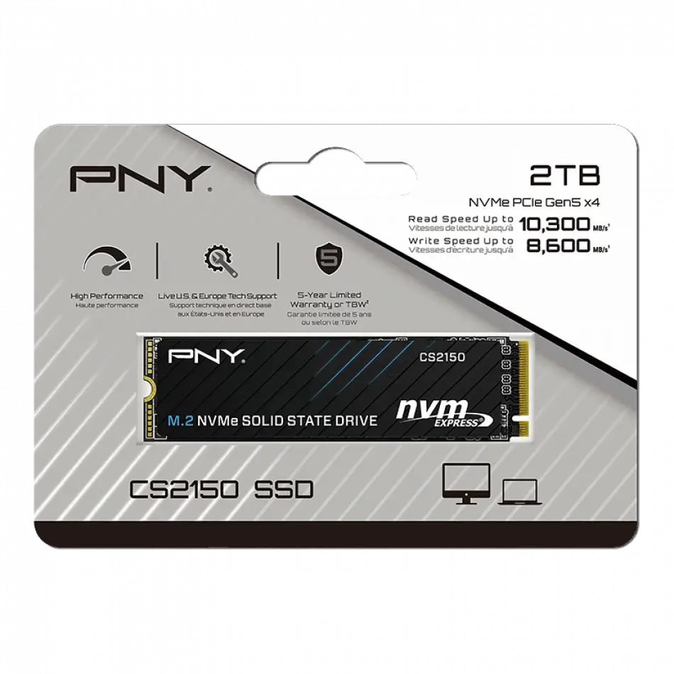 Pny Cs2150 2tb  10200/8500 Nvme Pcıe Gen5x4 M.2 Ssd (m280cs2150-2tb-tb)
