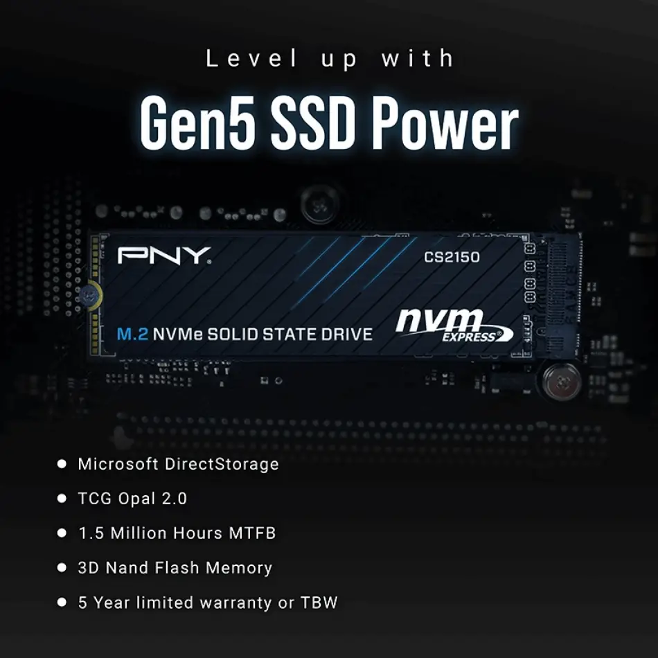 Pny Cs2150 2tb  10200/8500 Nvme Pcıe Gen5x4 M.2 Ssd (m280cs2150-2tb-tb)