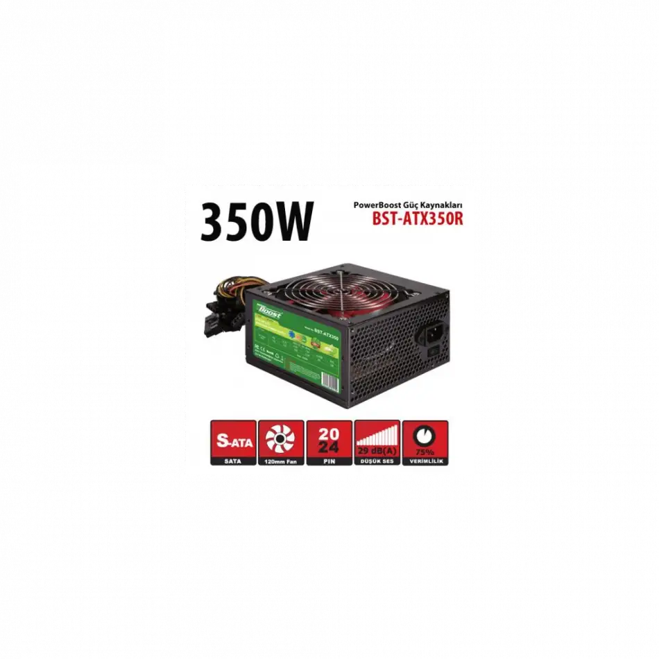 Powerboost Bst-atx350r 350w, Sata, 12cm Fan,  Box Psu