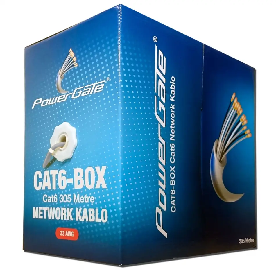 Powergate Cat6-box-gy, 23awg 0,57mm, Utp, Cat6 Kablo, 305m, Gri