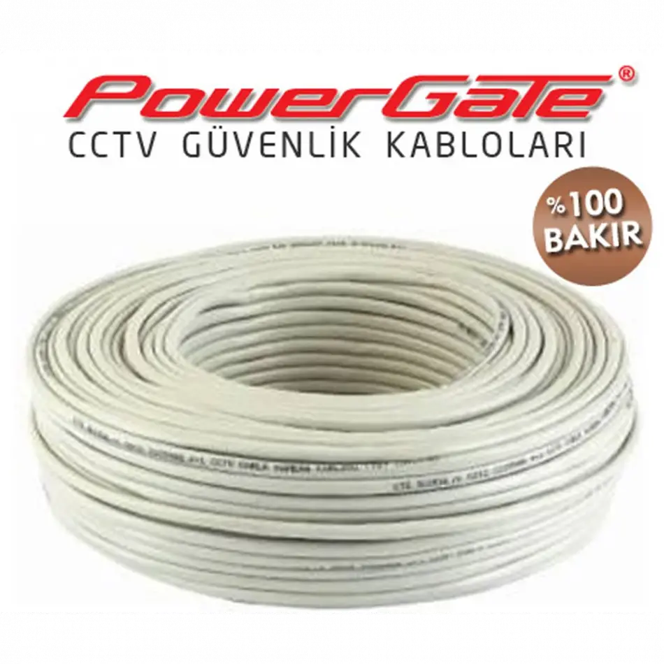 Powergate Cell2 100mt, 2+1 (2x0,22+0,22) %100 Bakır, Cctv Güvenlik Kablosu