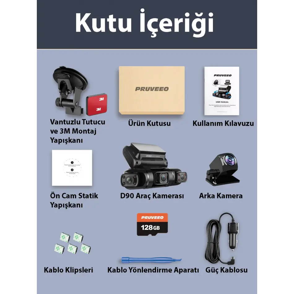 Pruveeo D90-4ch Fhd Wı-fı Gps + 128gb Sd Kart Kame