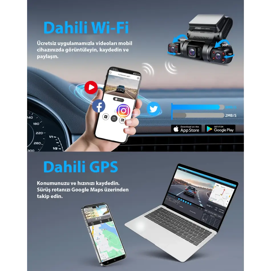 Pruveeo D90-4ch Fhd Wı-fı Gps + 128gb Sd Kart Kame