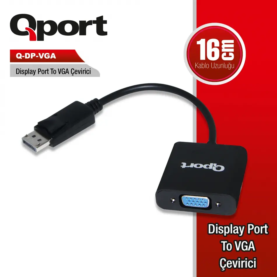 Qport Q-dp-vga Dp(e)=>vga (e )çevirici
