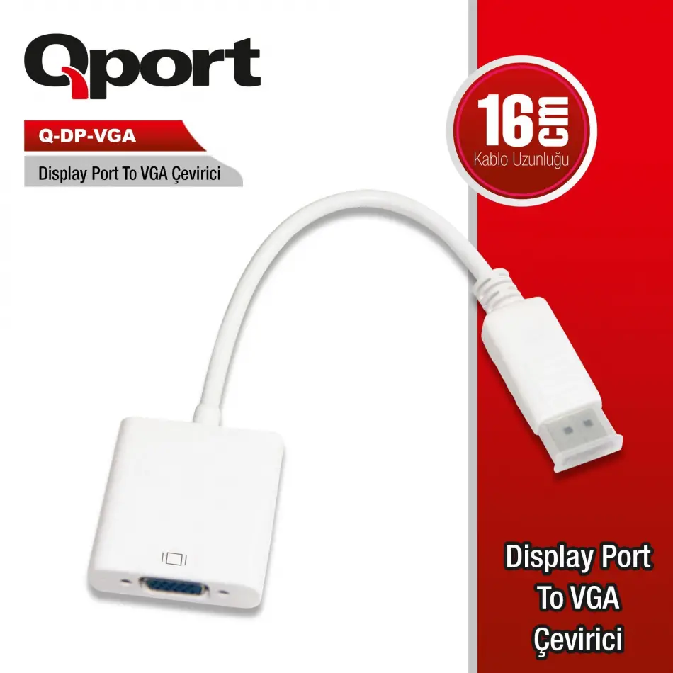 Qport Q-dp-vga Dv Dısplay Port To Vga Dönüştürücü