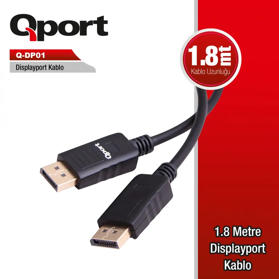 Qport Q-dp01 1.8m Dısplay Port Kablo