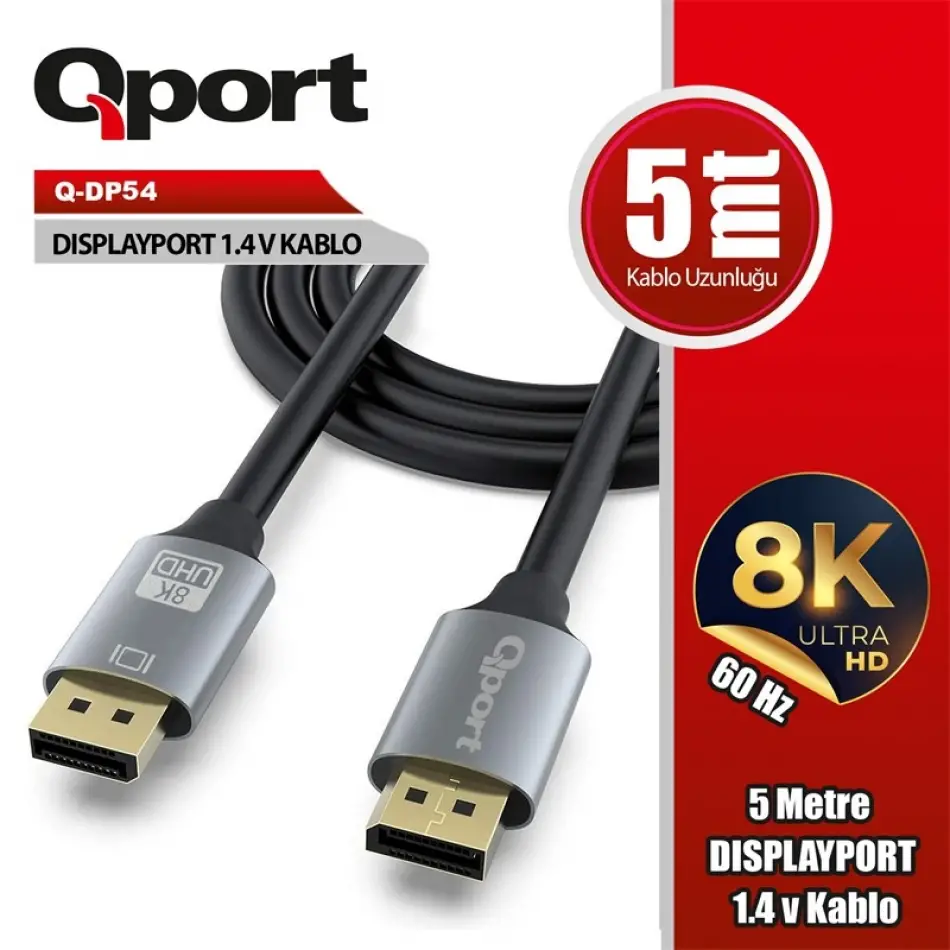 Qport Q-dp54 Dısplayport 1.4v 5mt Kablo
