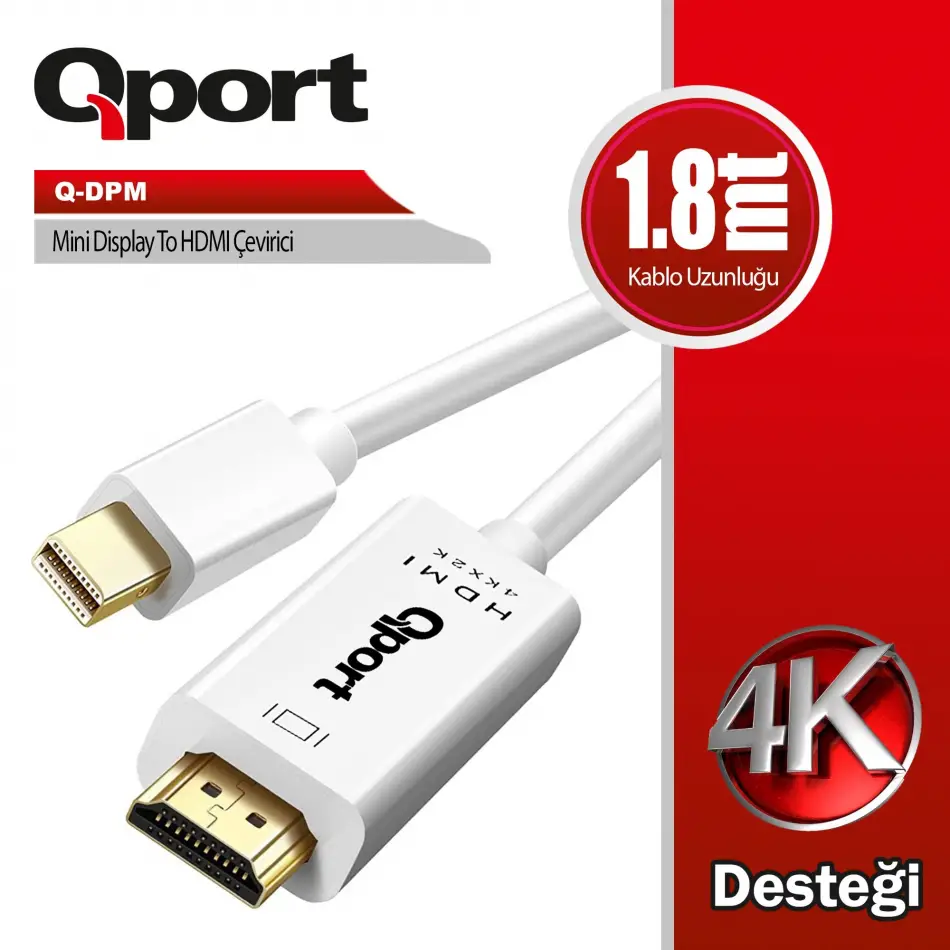 Qport Q-dpm 1,8m Mini Dp=> Hdmı Çevirici Kablo