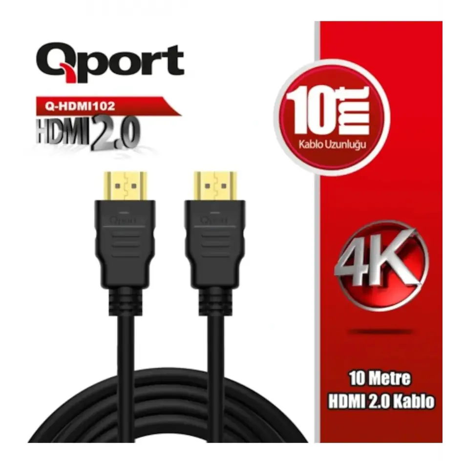 Qport Q-hdmı102  10m Hdmı Altın Uçlu 2.0v 4k Kablo